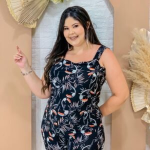 Macacão com Alça e Elástico na Cintura