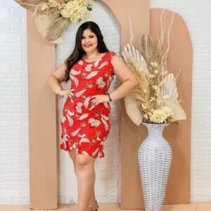 Vestido em Liganete - Modelo Camiseta com Babado na Saia